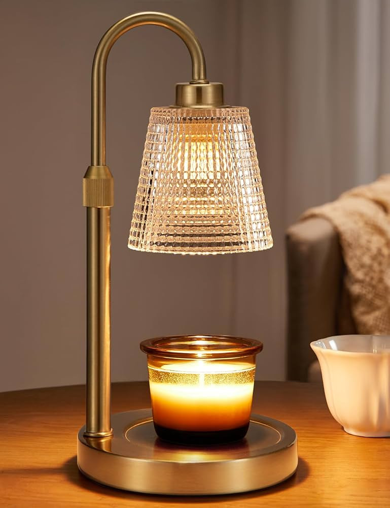 Innqoo Gold Candle Warmer Lamp with Timer, Dimmable Candle Warmer for Jar Candles, Height Adjusta... | Amazon (US)