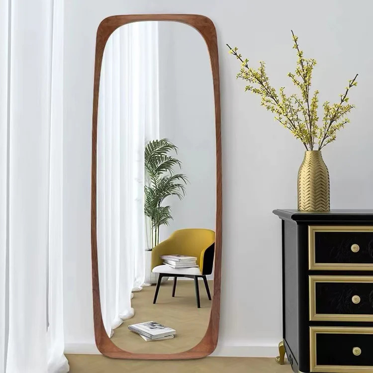 Free Shipping on Mid-Century Rectangle Full Length Floor Mirror Wood Frame 69"x 20" Leaning Mirro... | Homary