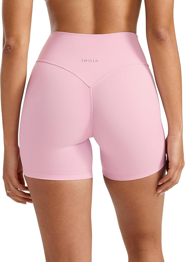 INGIA Womens High Waist No Front Seam Scrunch Butt Biker Shorts 5 Inches V-Back Scrunch Booty Gym... | Amazon (US)