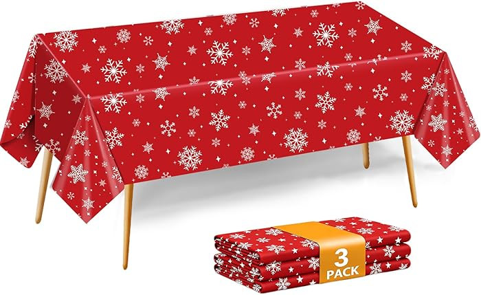 3Pack Christmas Plastic Party Tablecloth for Rectangle Tables, Christmas Disposable Table Cloth D... | Amazon (US)
