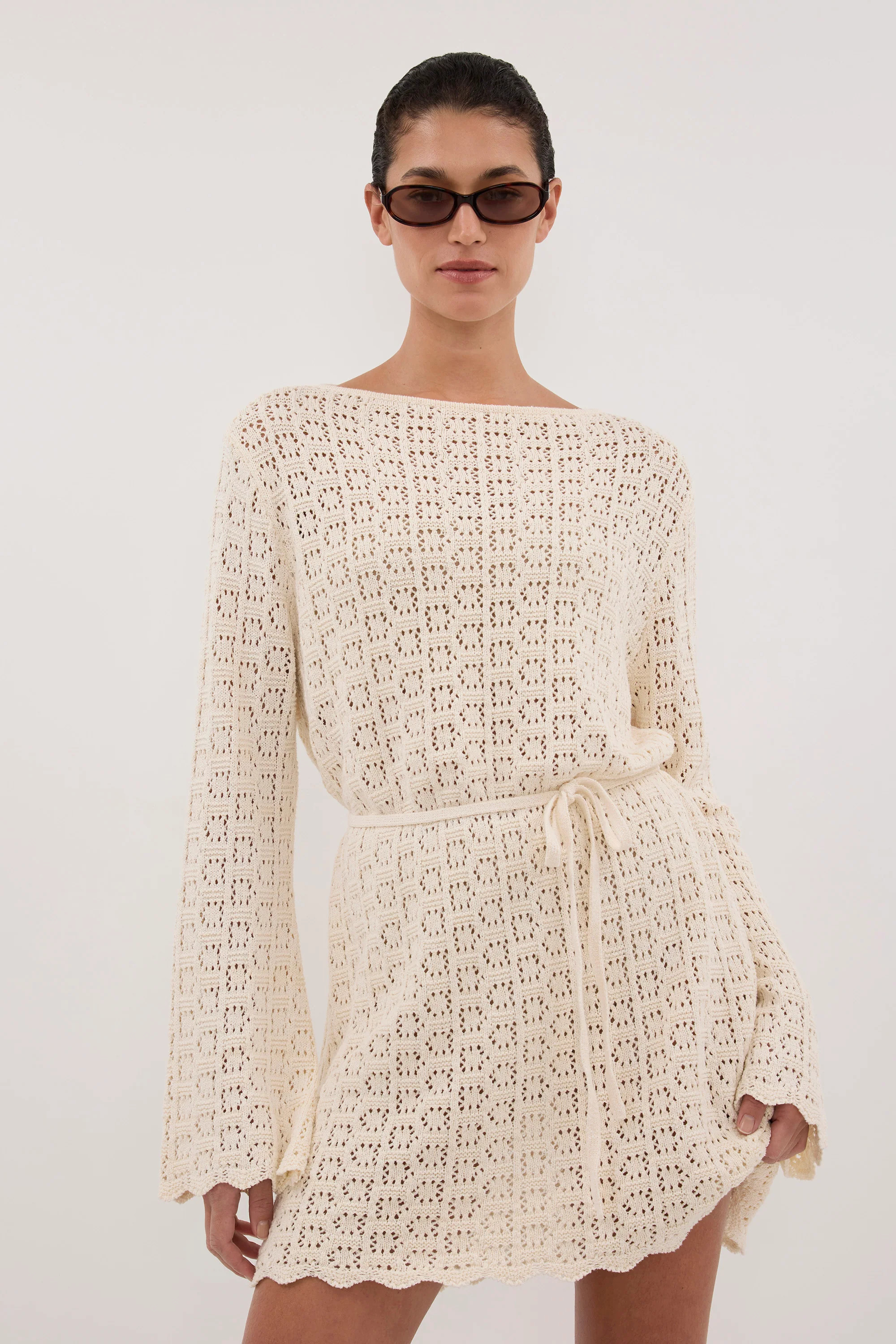 KEIRA NATURAL LONG SLEEVE KNIT MINI DRESS | DISSH