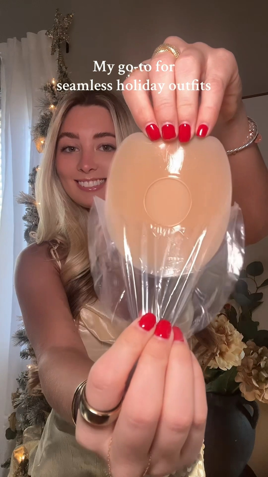 My go-to for seamless holiday outfits! Cakes code CHLOE15
•
Fashion hack 
Bra hack 
Seamless covers 
Holiday outfits#LTKHoliday 

#LTKootd #LTKSaleAlert