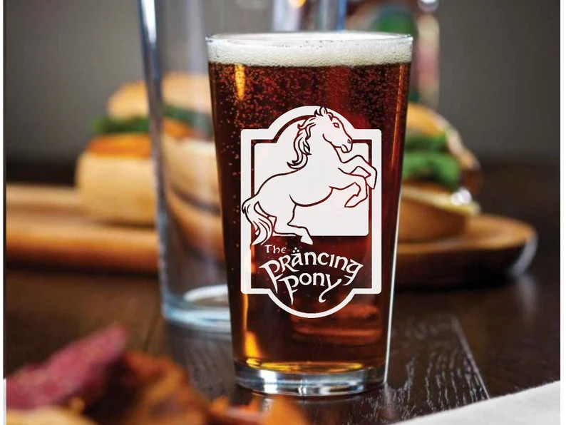 The Lord of the Rings Gifts Personal Beer Glasses Prancing Pony Design Lotr Fan Gifts Tolkien Fan... | Etsy (US)