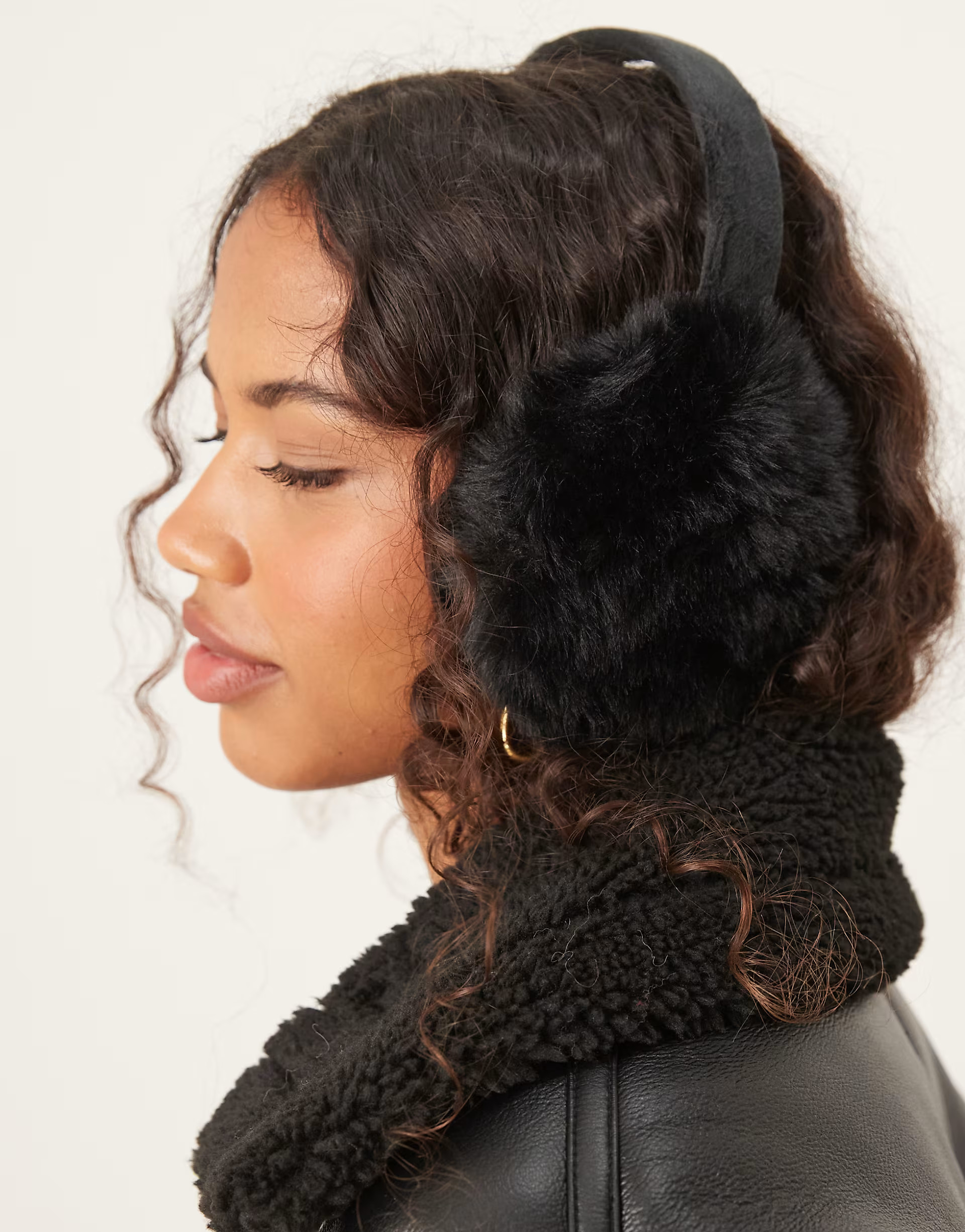 ASOS DESIGN ear muffs in black faux fur | ASOS (Global)