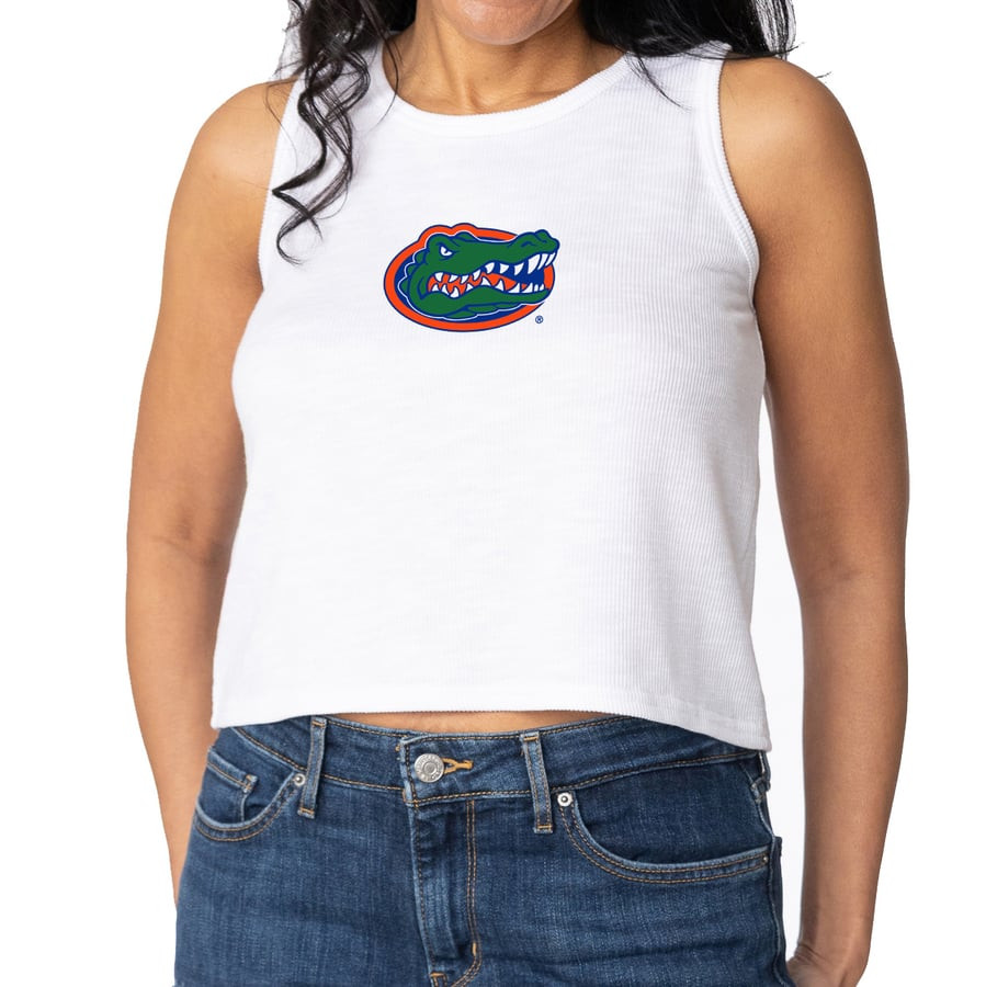 Florida Gators Women's Brie Sandwash Tri-Blend Cropped Tank Top - White | Fanatics