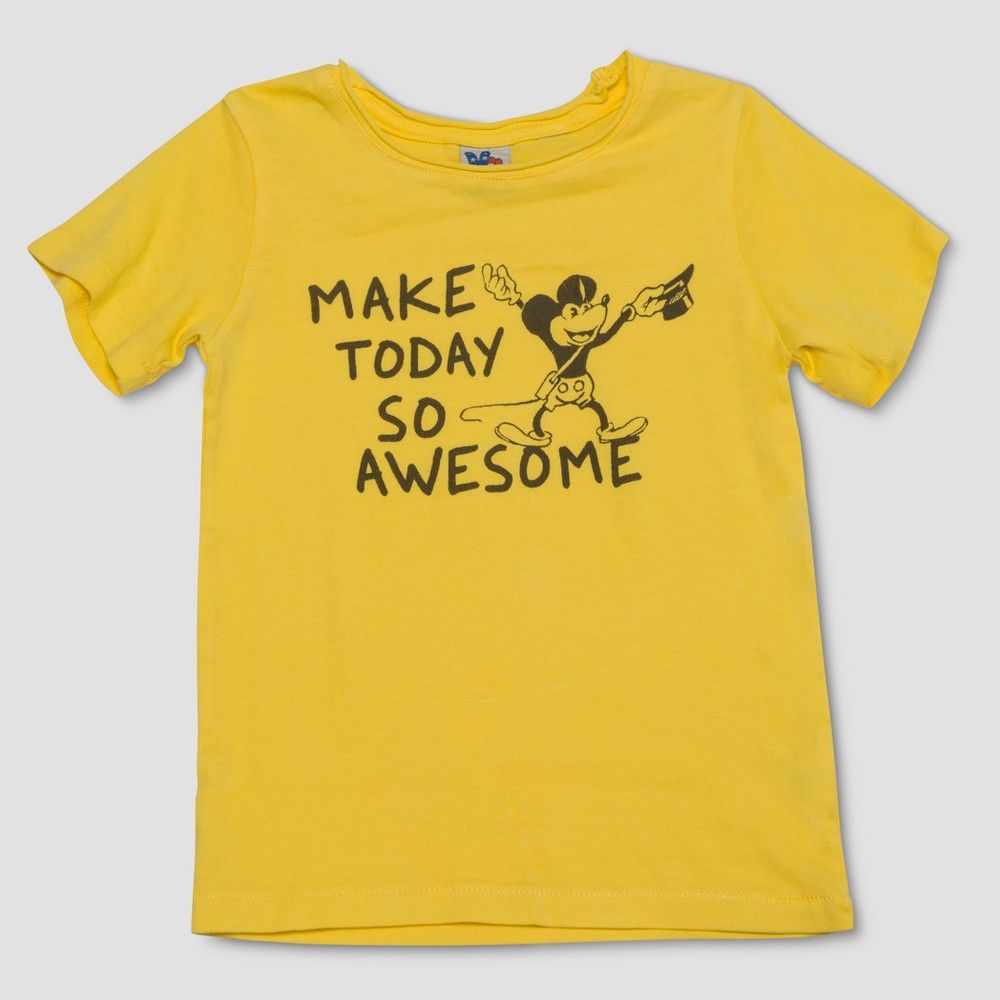 petiteJunk Food Toddler Boys' Disney Mickey Mouse Short Sleeve T-Shirt - Yellow 2T, Boy's | Target