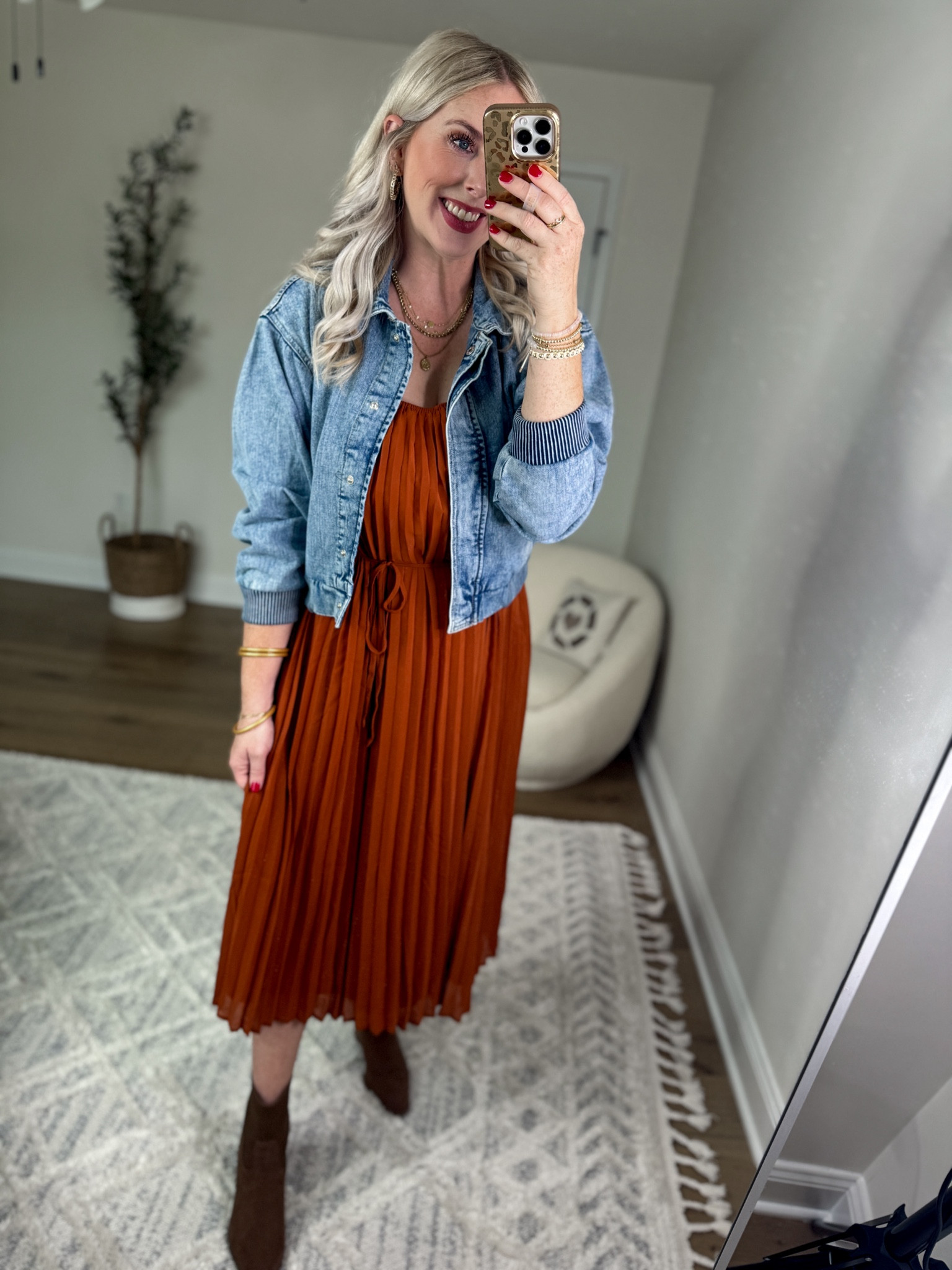 Weekend Walmart Wins try on 
Denim bomber jacket- medium 
Pleated midi dress- medium 

#walmartpartner #walmartfashion @walmartfashion

#LTKStyleTip #LTKSeasonal #LTKFindsUnder50