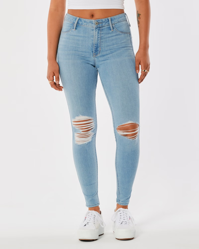 Women's High-Rise Medium Wash Jean Leggings | Women's Bottoms | HollisterCo.com | Hollister (US)