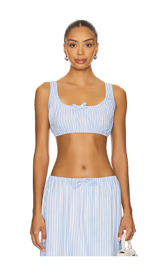 x REVOLVE Scrunchy Top in Baby Blue & White | Revolve Clothing (Global)