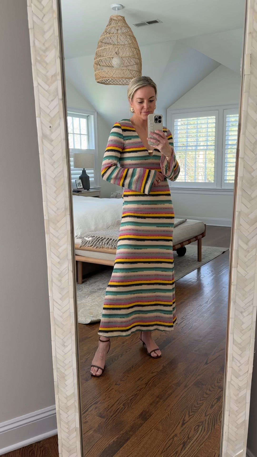 Love love this dress! Comfortable and chic for vacation or a dressy night out. 
-I sized up 1 to a medium so it wouldn’t be so fitted and im glad I did (I’m 5’5). 
-heels tts 

Beach vacation dress, resort wear 
