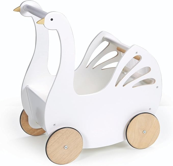 Tender Leaf Toys - Sweet Swan Pram - Wooden Swan Shape Dolls Stroller - Inspired Role-Play Toy fo... | Amazon (US)