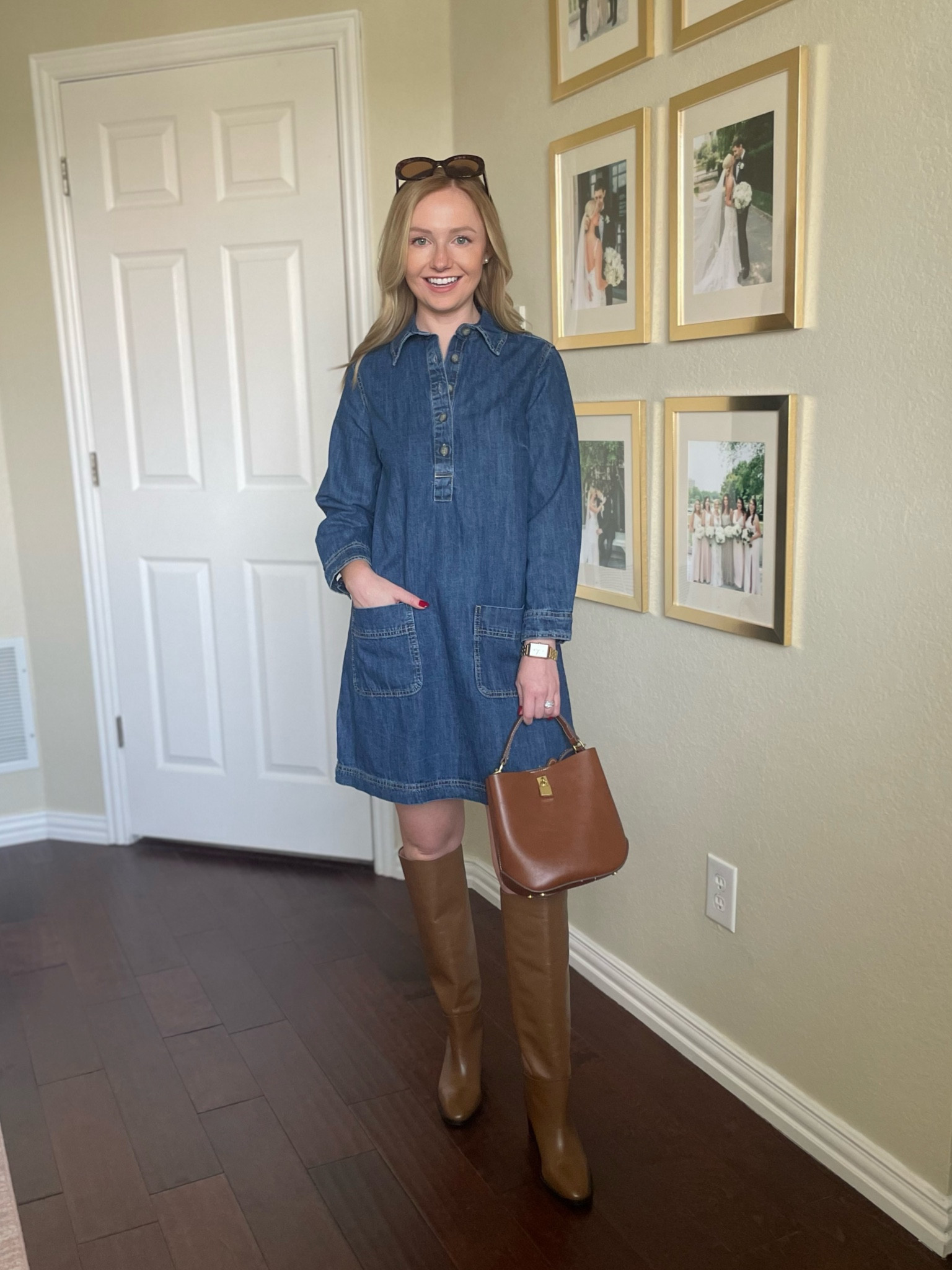 Wearing an XS in dress, linked similar options! | denim dress, chambray dress, fall outfit, family photo outfit, pumpkin patch outfit, teacher outfit 

#LTKStyleTip #LTKSeasonal #LTKFindsUnder50