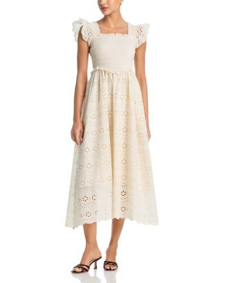 Eyelet Smocked Midi Dress - Exclusive | Bloomingdale's (AU)