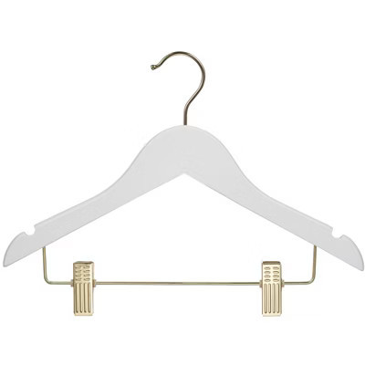 DEILSY Kids White Wooden Hangers with Gold Hooks & Clips – 12 Pack | Target