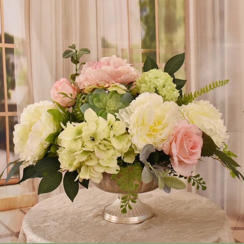 Peony Hydrangea and Rose Silk Centerpiece - Etsy | Etsy (Global)