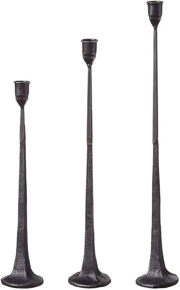 First of a Kind Candlestick Holder - Set of 3 Tall Cast Iron Candlesticks Holders, Farmhouse Deco... | Amazon (US)