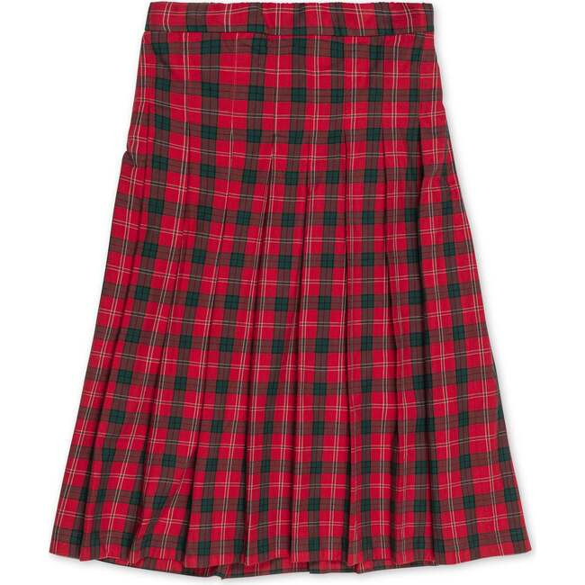 Hope & Henry | Organic Pleated Midi Skirt, London Plaid | Organic Cotton (Red, Size 8) | Maisonette | Maisonette