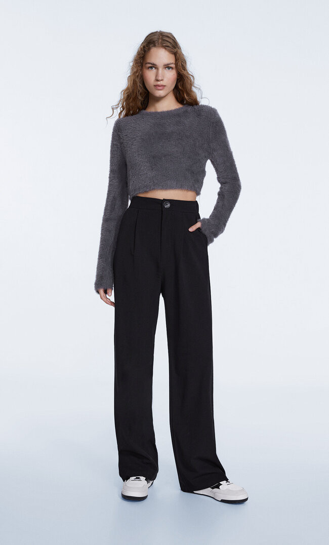 Wide-leg trousers - Women's fashion | Stradivarius United Kingdom | Stradivarius (UK)