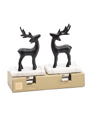 Set Of 2 Reindeer Stocking Holder On Marble Bases | Marshalls