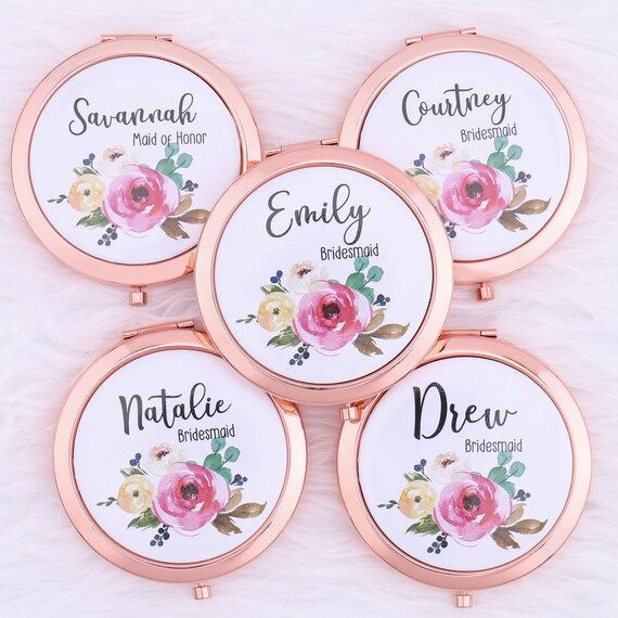Rose Gold Compact Mirrors With Personalized Name Title - Etsy | Etsy (US)