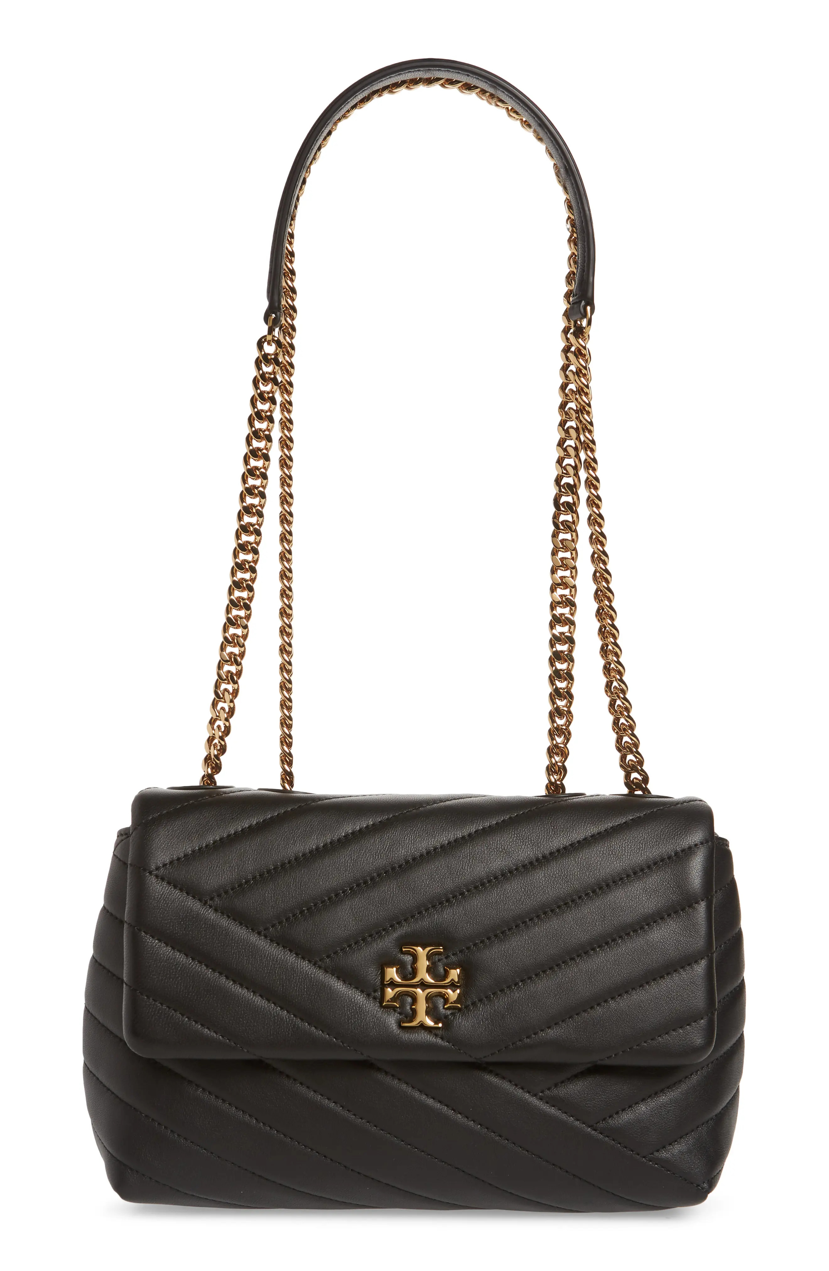 Tory Burch Kira Chevron Quilted Small Convertible Leather Crossbody Bag in Black at Nordstrom | Nordstrom