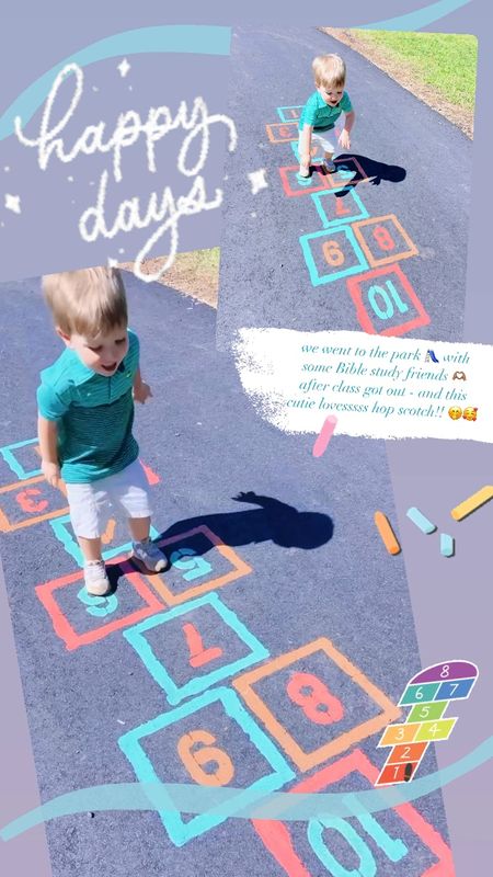 we went to the park 🛝 with some Bible study friends 🫶🏽 after class got out - and this cutie lovesssss hop scotch!! 🤭🥰