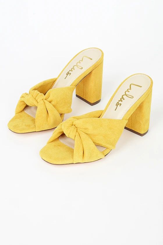 Jenissa Marigold Suede Knotted High Heel Sandals | Lulus (US)