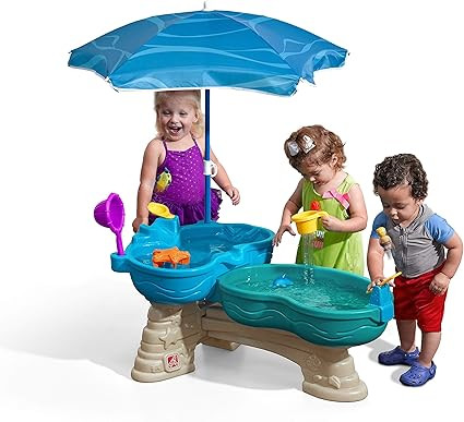 Step2 Spill & Splash Seaway Water Table | Kids Dual-Level Water Play Table with Umbrella & 11-Pc ... | Amazon (US)