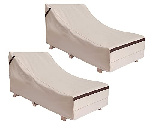 Patio Chaise Lounge Chair Cover Set of 2, Outdoor Lounge Covers Waterproof 80inch Begie Patio 2 Pack | Amazon (US)