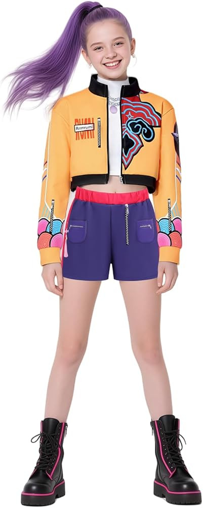 Girls Pop Star Costume Kids 3-14 Years, 3 Pcs Yellow Jacket Demon Cosplay Hunter Outfit, Toddler ... | Amazon (US)