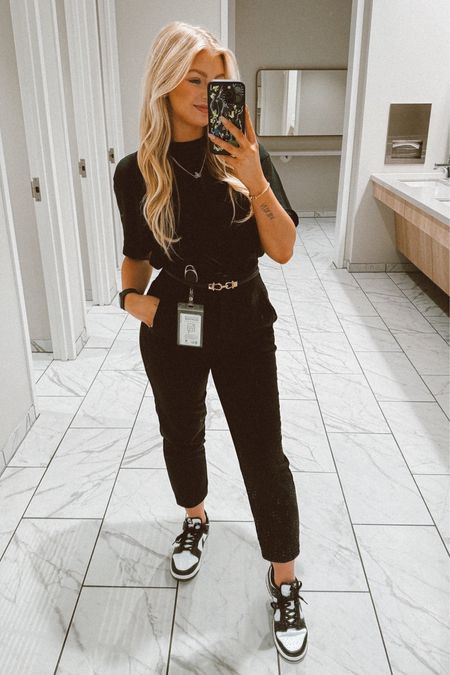 All black business casual outfit idea 

Top: medium 
Pants: Zara, medium 
Shoes: true to size 

#LTKfindsunder100 #LTKshoecrush #LTKworkwear