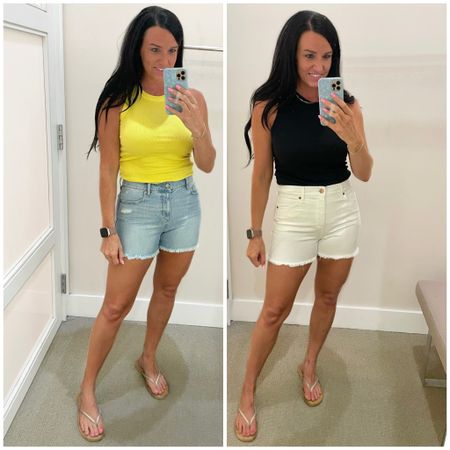 Loft denim shorts are $25 on their cyber summer sale!! I find they fit TTS and am in my normal size 4/27. They also come in a dark blue wash and a black wash!


Vacation outfit, cut off shorts, denim shorts under $50

#LTKFindsUnder50 #LTKSaleAlert