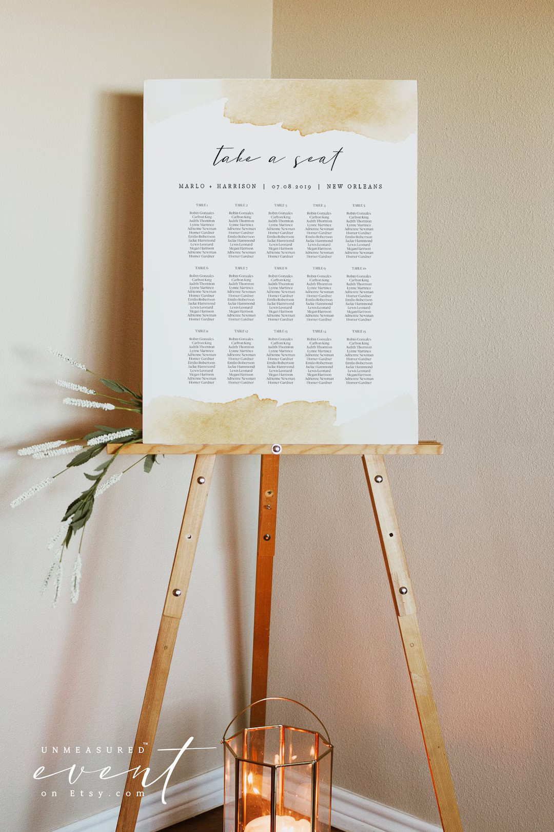 NOLA Yellow Watercolor Wedding Seating Chart Template, Mustard Watercolor Seating Chart, Wedding ... | Etsy (US)