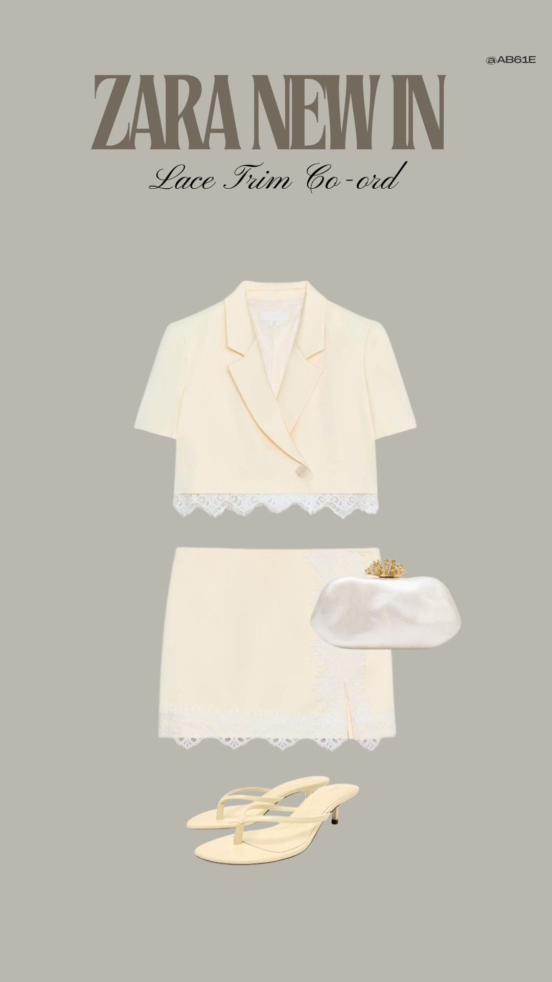 Zara New In Lace Trim Co-ord 🤍

Cream Tailored Co-ord, Cream Mini Skirt Set, Neutral Occasionwear, Chic Summer Co-ord, Heeled Sandals, Pearl Clutch Bag, Elegant Evening Outfit, Minimal Capsule Wardrobe, Holiday Style, Holiday Outfit, Holiday Evening Outfit  

 #LTKuk #LTKspring #LTKsummer
