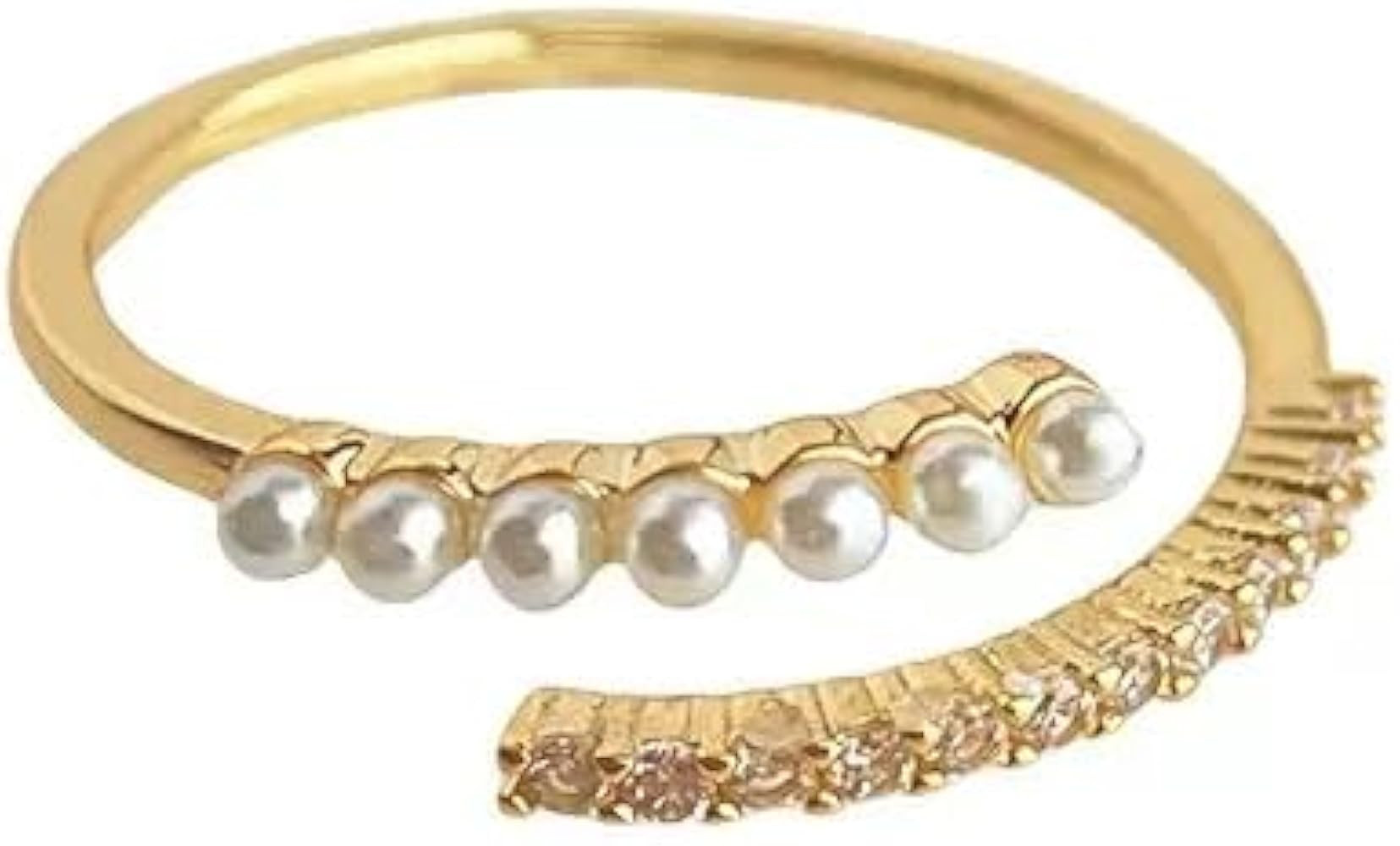 Vintage Pearl Ring for Women Chunky Statement Rings Dainty Cute Simple Minimalism Pearl Costume J... | Amazon (US)