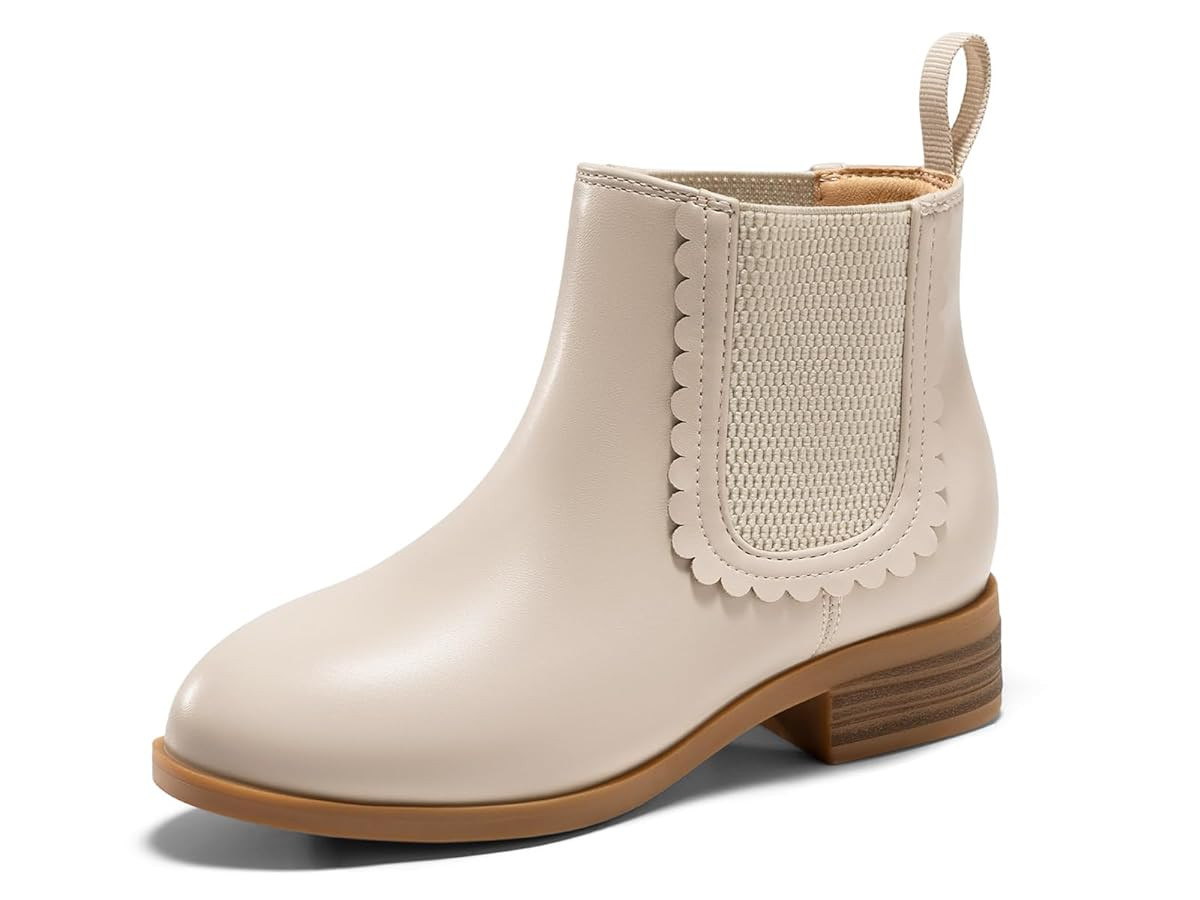 Coutgo Girls Chelsea Ankle Boots Kids Slip On Chunky Low Heel Elastic Fall Winter Booties Shoes | Amazon (US)