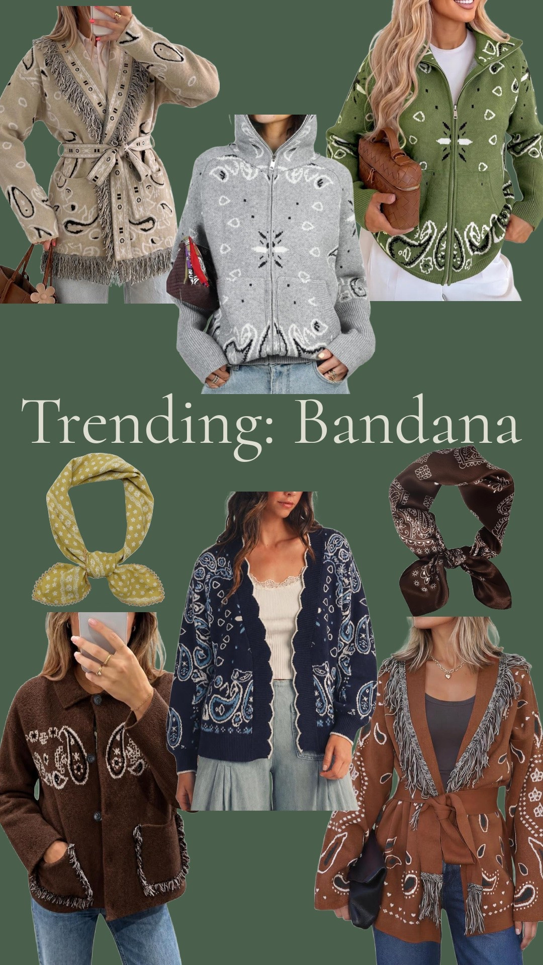 Fall trends: Bandana! 

Amazon finds, currently trending, Fall outfits, autumn outfits, fall decor, Transitional outfits, Early fall fashion, Nordstrom new arrivals, Amazon fall finds, Teacher outfits, Back-to-school outfits, Football game outfit, Tailgate outfit, Labor Day outfits, Sweater weather, Cardigans, Barrel jeans, Wide-leg jeans, Riding boots, Loafers, Ballet flats, Coffee bar decor, Fall home decor, Halloween decor, Mom fall outfits, Casual mom style, Mom capsule wardrobe, Fall family photo outfits, Classic style, Ralph Lauren style, Old money style, New England fall, Cozy fall aesthetic, Amazon favorites, Worth the money, Neutral home decor, Book lover gifts, Coffee bar ideas, Early fall decor, Fall dresses, Fall layers, Denim jackets, Quilted jackets, Leather loafers, Chelsea boots, Matching family outfits, Apple orchard outfit, Pumpkin patch outfit, Cozy sweaters, Fall handbags

#LTKootd #LTKSeasonal #LTKSaleAlert