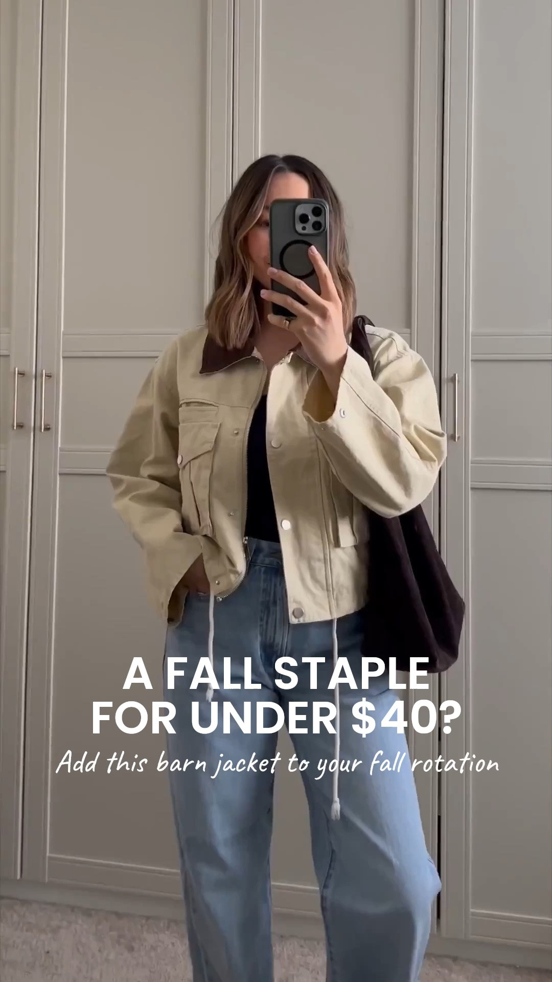 Amazon barn jacket find under $40 - wearing small, 100% cotton 

Aritzia Farrah wide leg jeans 
Madewell Greta ballet flats
Reformation tote 

Early fall outfit / transitional fall outfit / style over 30 / mom outfit

#LTKSaleAlert #LTKootd