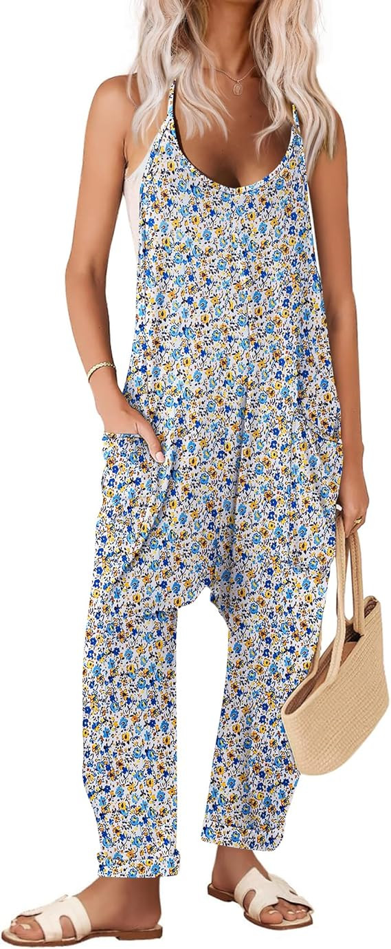 Ekouaer Womens Jumpsuit Sleeveless Casual Summer Overalls Jumpers Spaghetti Strap Baggy Long Pant... | Amazon (US)