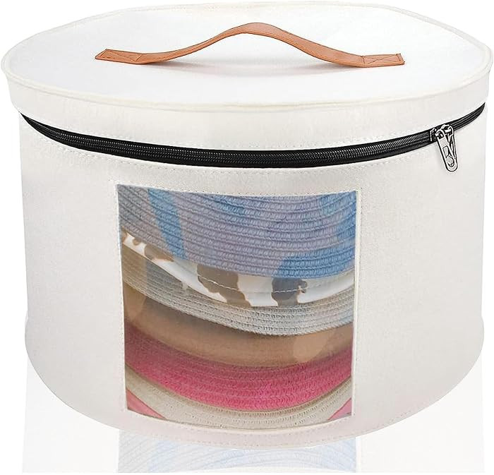 Hat Box-Hats Boxes for Women Storage 16.93" D*10.24" H Travel Large Round Hat Carrier Case Organi... | Amazon (US)