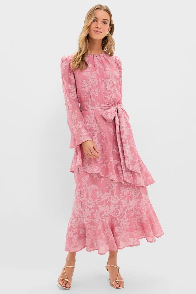Pink Chiffon Floral Jacquard Sasha Dress | Tuckernuck (US)