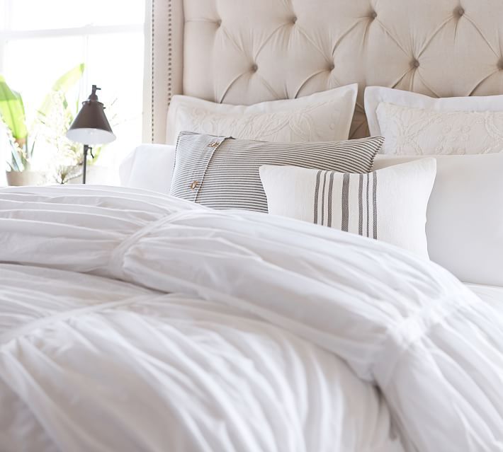 Hadley Ruched Cotton Duvet Cover & Shams | Pottery Barn (US)