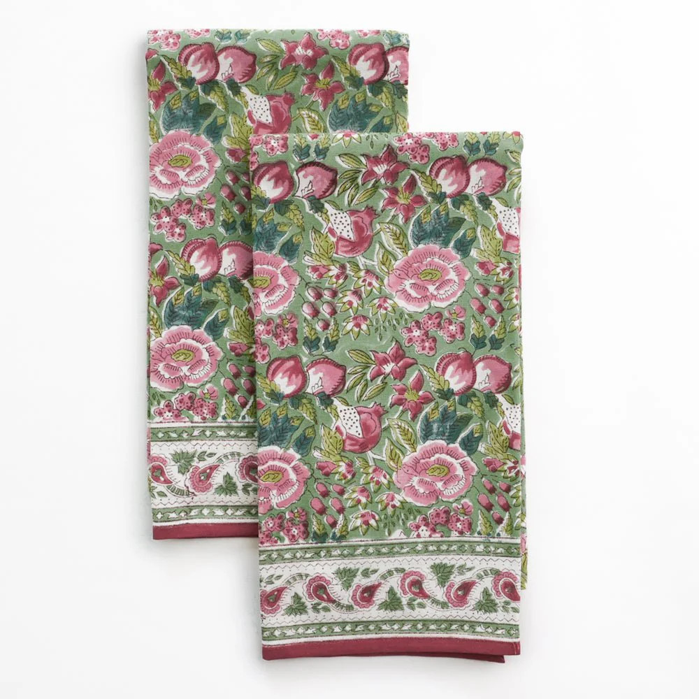 Pomegranate Garden Wine & Rose Tea Towels | Pomegranate