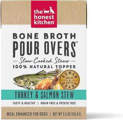 The Honest Kitchen Bone Broth POUR OVERS Turkey & Salmon Stew Wet Dog Food Topper, 5.5-oz, case o... | Chewy