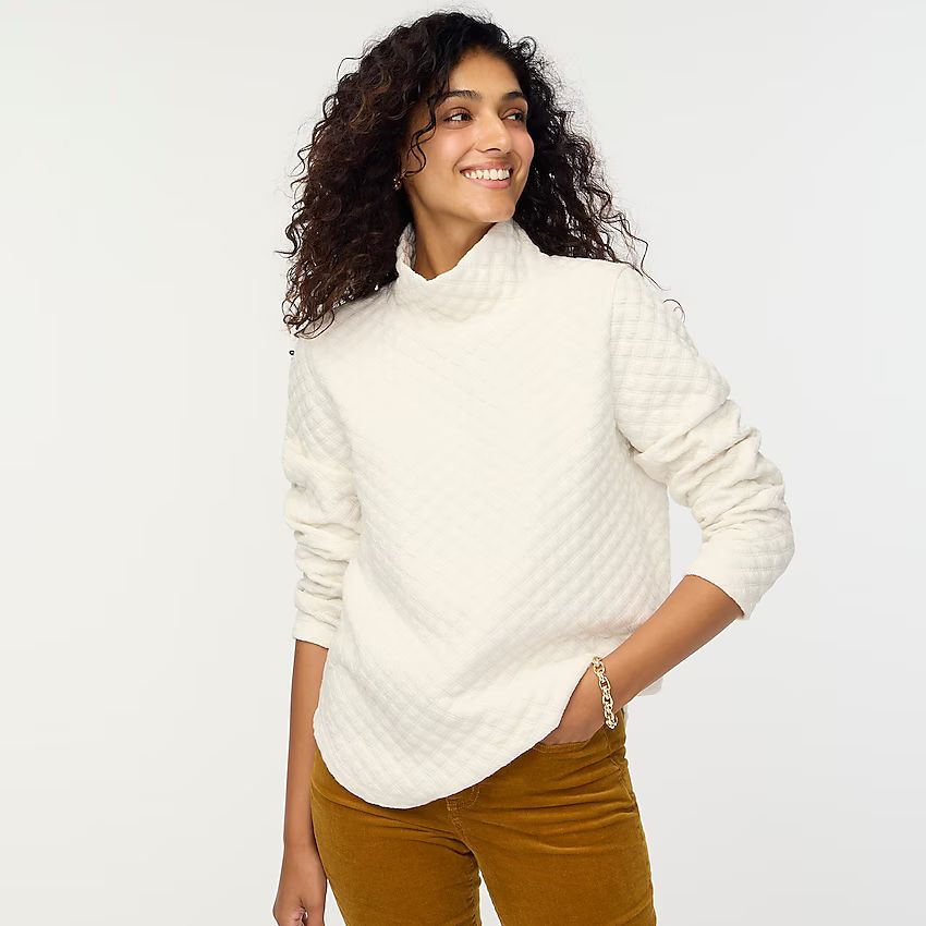 Quilted mockneck pullover | J.Crew Factory