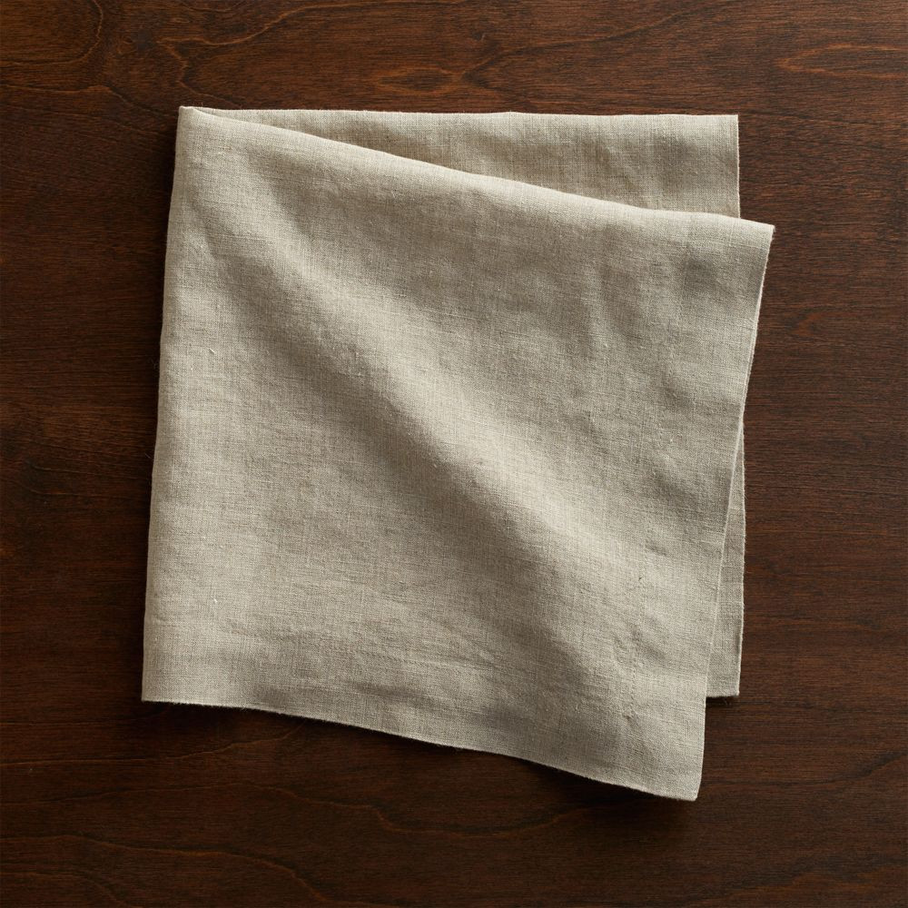 Helena Dark Natural Linen Dinner Napkin | Crate & Barrel