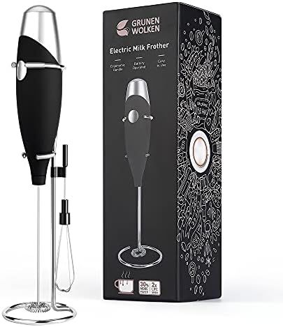 GRUNEN WOLKEN Milk Frother Handheld Get Froth in 7 Seconds High Powered Low Noise with Support Stand | Amazon (US)