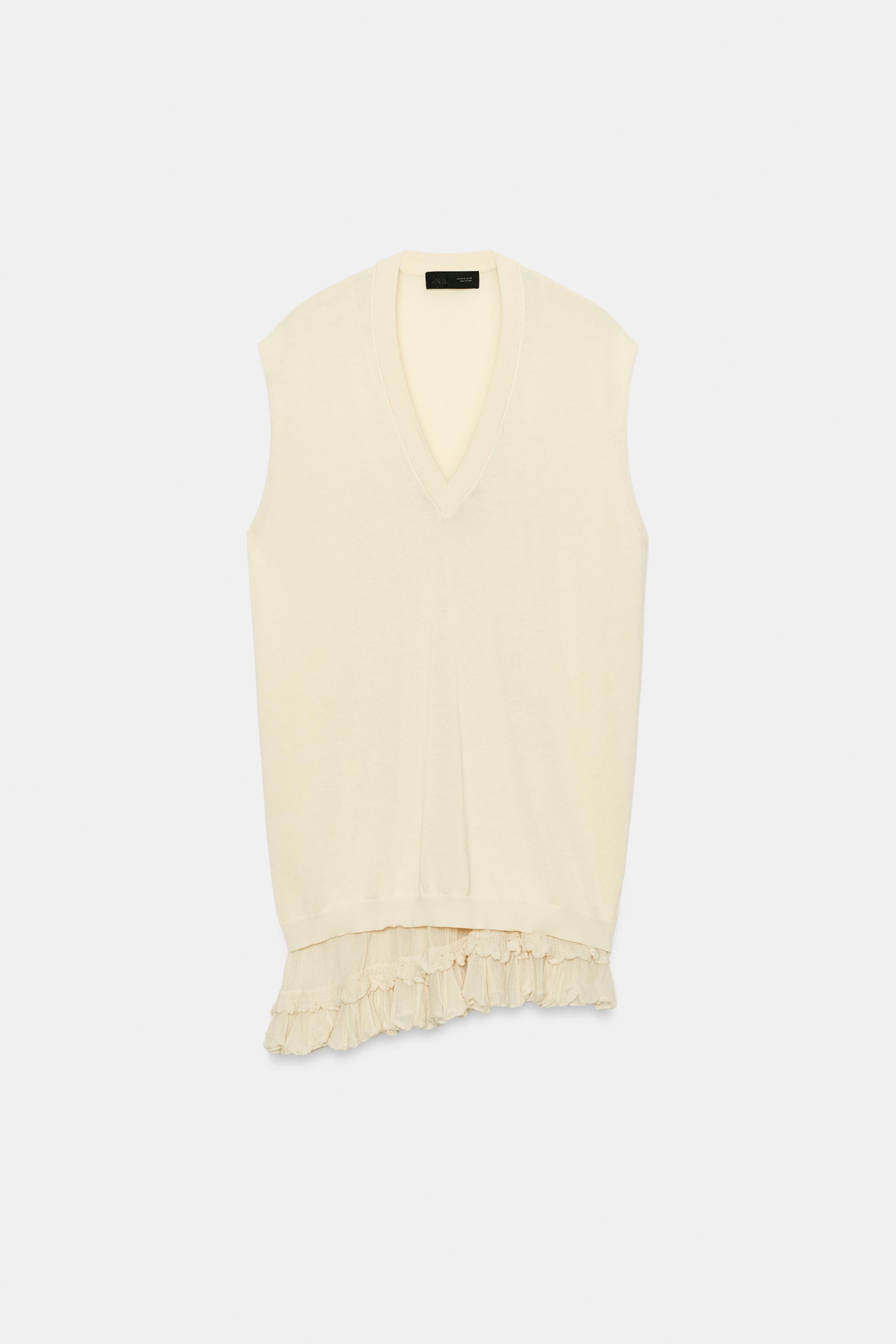 LONG COMBINATION KNIT VEST | Zara US
