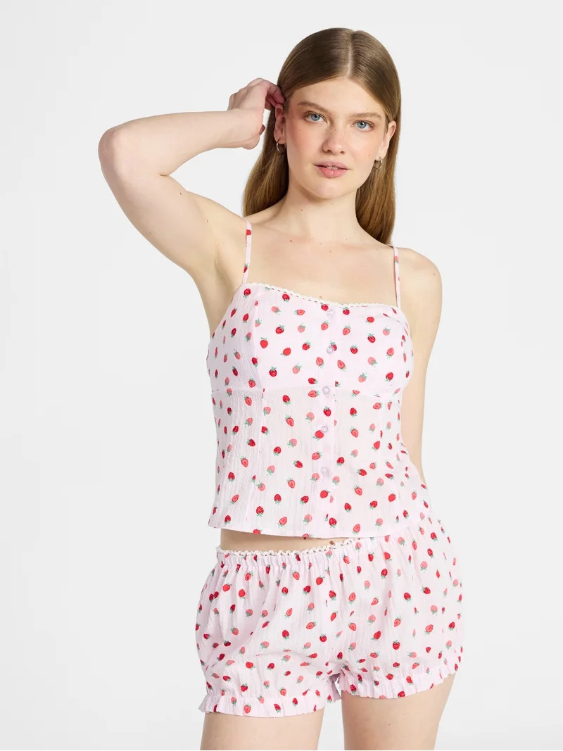 No Boundaries Cami Top and Bloomer Shorts Sleep Set, 2-Piece, Women's XS-XXL | Walmart (US)