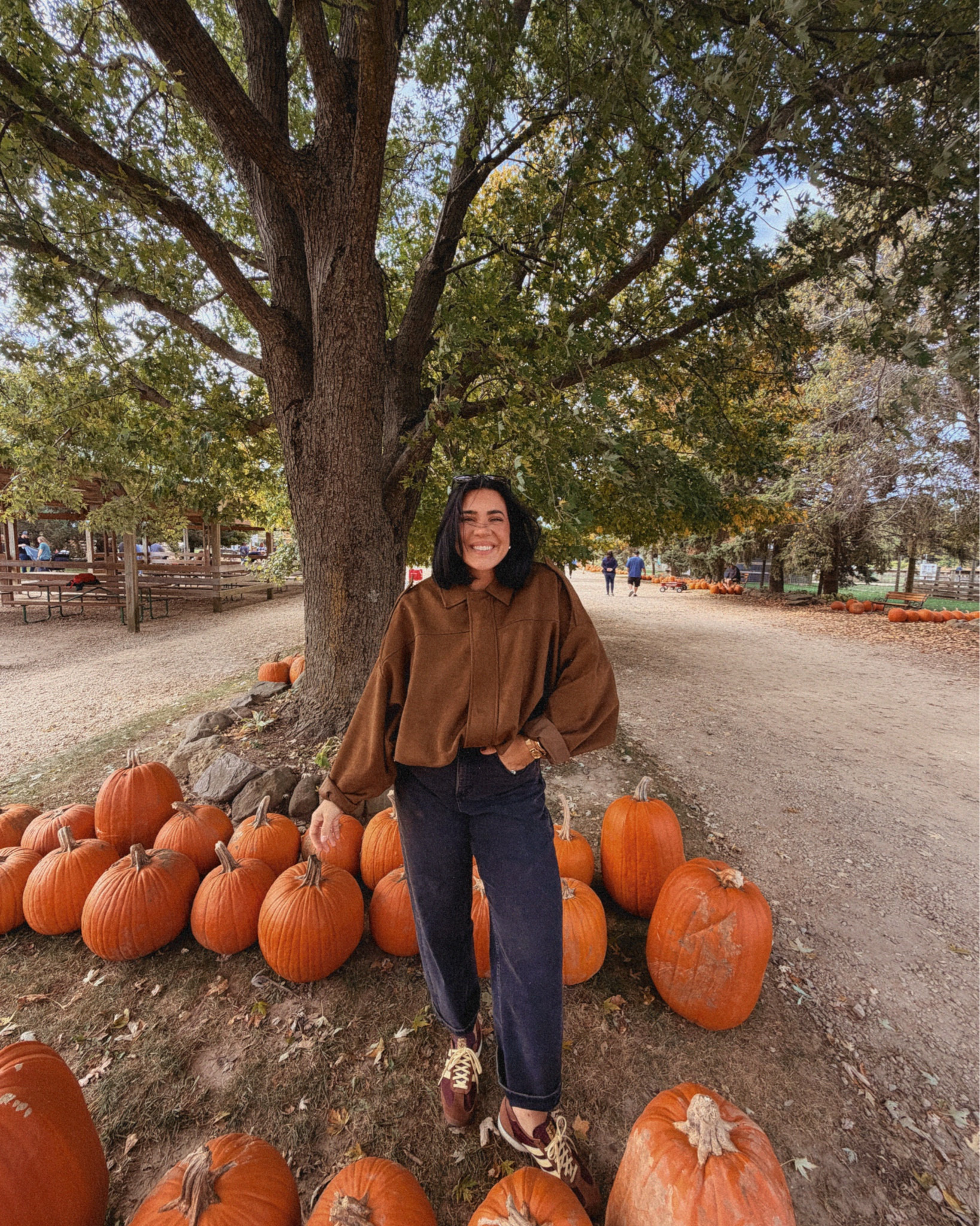 Cool mom fall! Fall outfit that’s cozy and cute. High waist Barrel jean: L/R code Ninaxspanx (there very stretchy). Tank: L, jacket: L. Shoes go down half size. 

#LTKStyleTip #LTKMidsize #LTKSeasonal